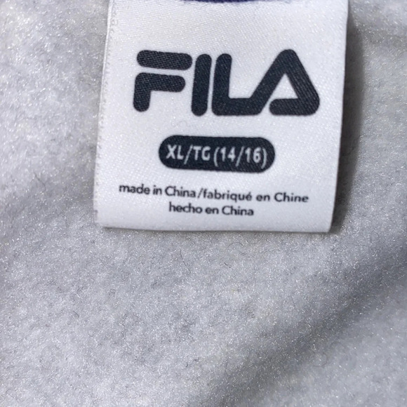 FILA multi coloured logo  printed unisex boy hoodie Sz XL - Picture 6 of 9
